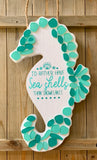 Seahorse Glass Tile Holiday Sign