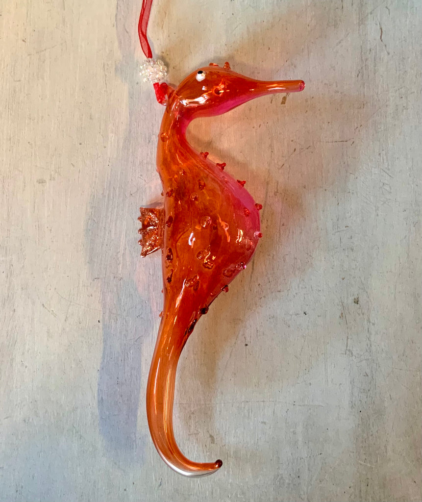 Dainty  Seahorse Glass Ornament