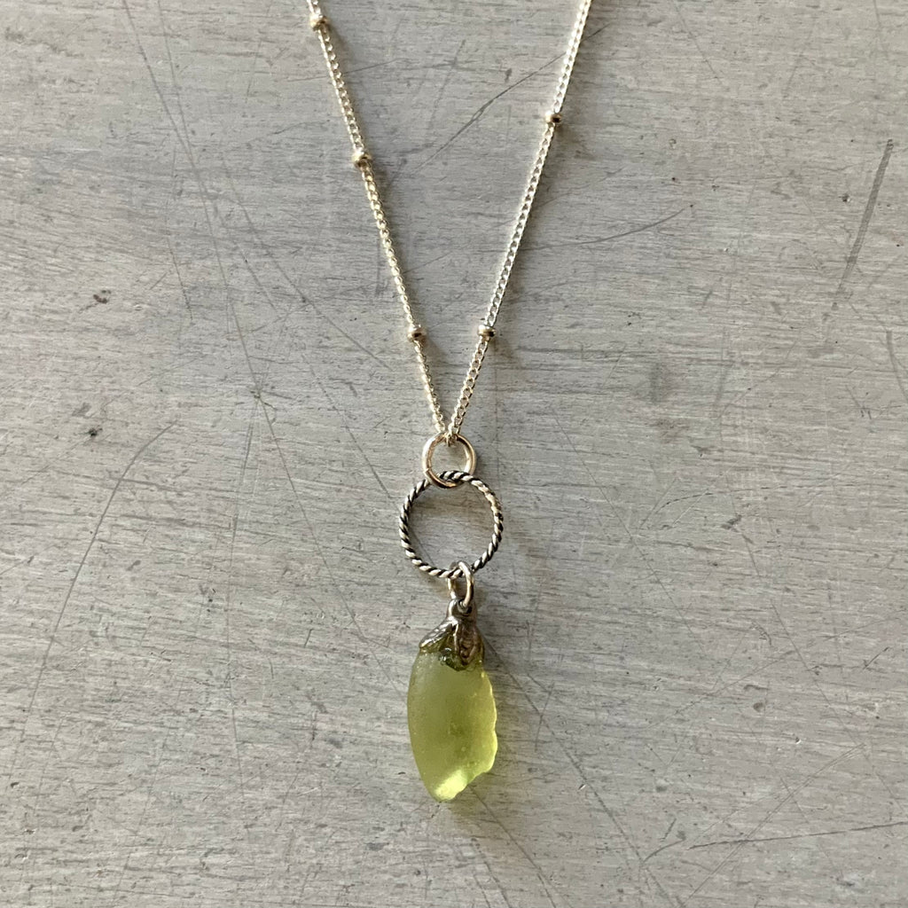 Yellow Seaglass Sterling Necklace