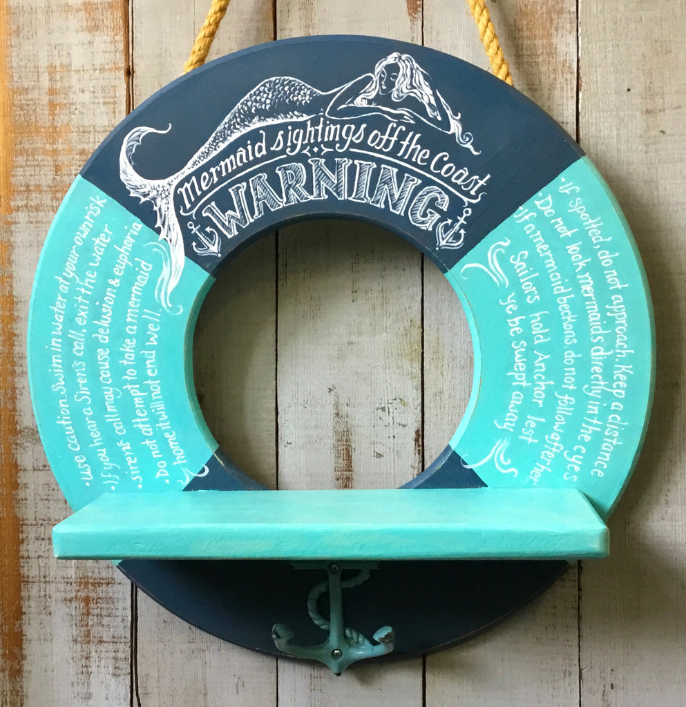 Mermaid Warning Lifesaver Shelf & Hook