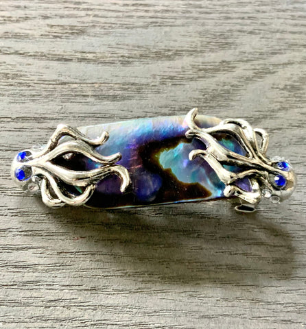 Double Octopus Abalone Hair Clip