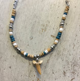 Puka Shell Beaded Shark Tooth Necklace