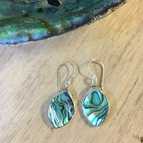Abalone Design Top Leaf Earrings
