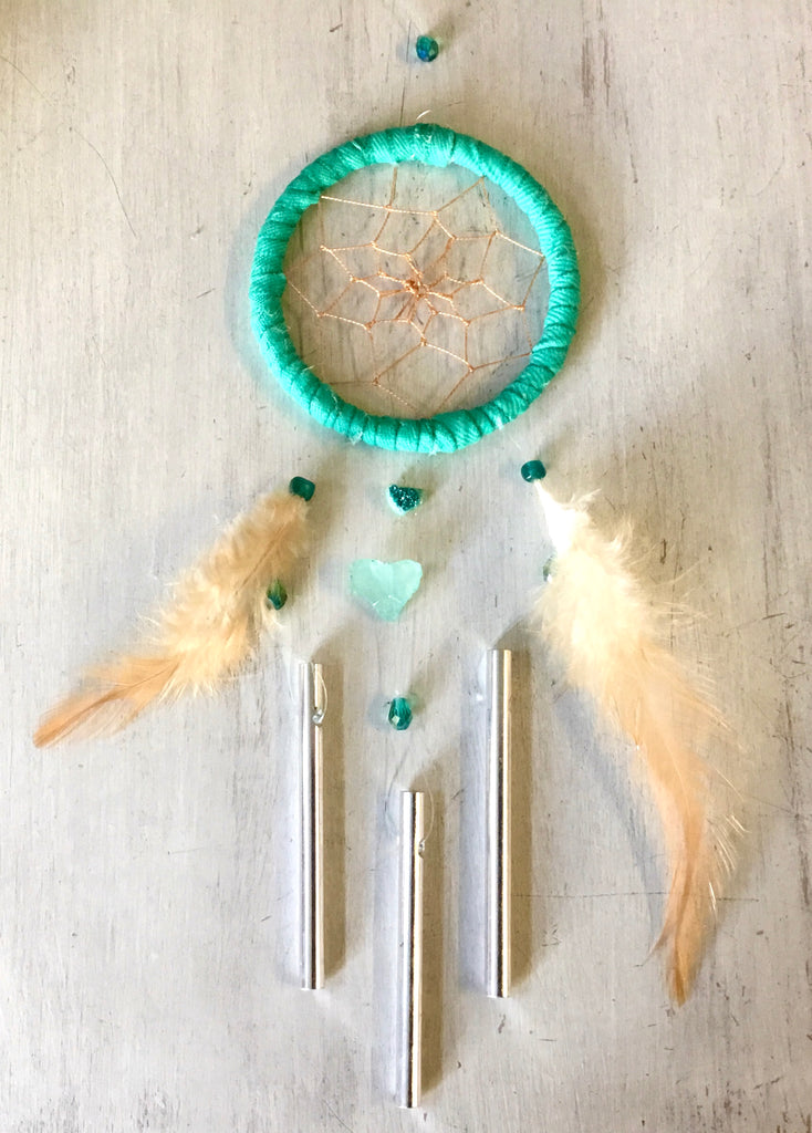 Glass Heart Dream Catcher Windchime
