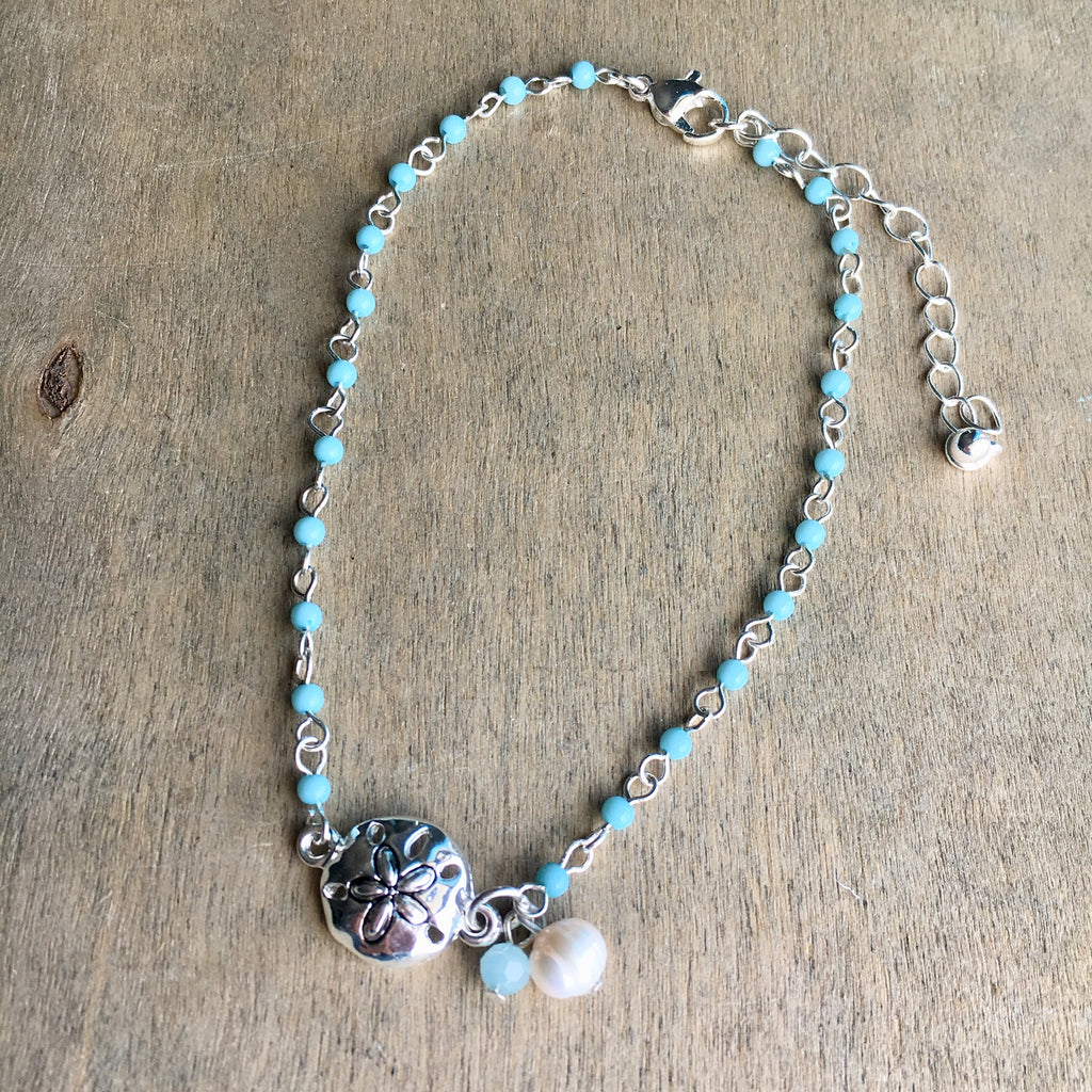 Sanddollar Pearl Charm Anklet
