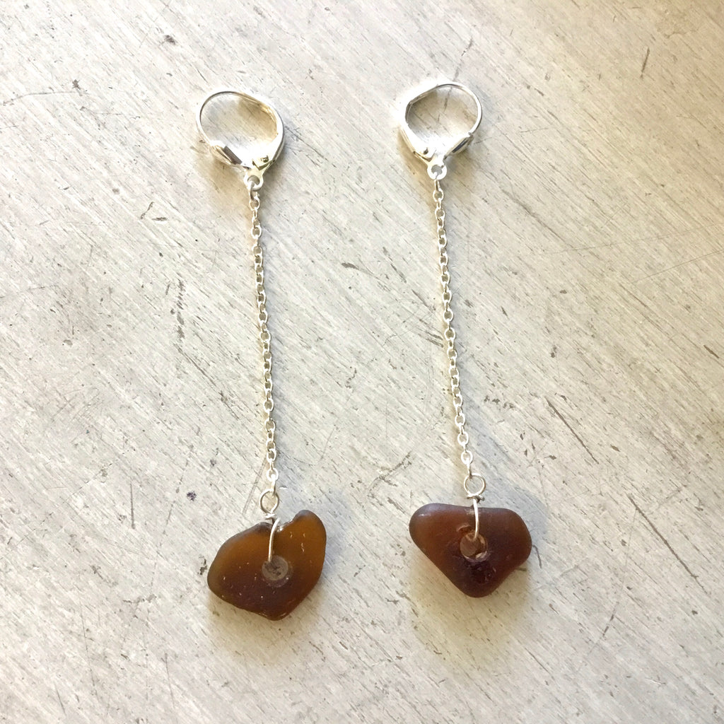 Seaglass Chain Drop Earrings