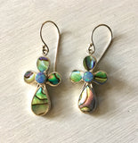 Abalone Stone Cross Earrings