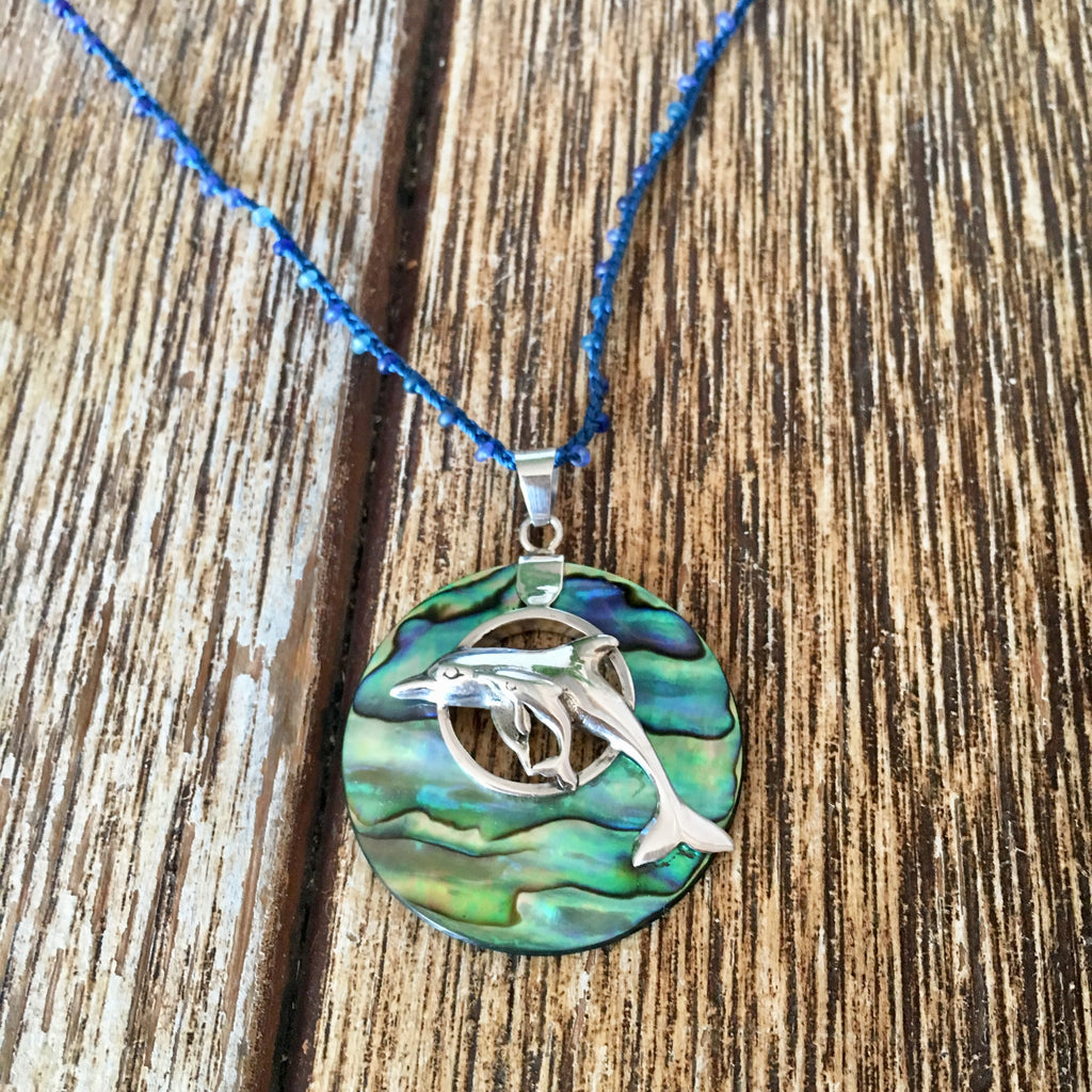 Dolphin Abalone Circle Necklace