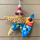 Surfer Santa Hat Starfish Ornament