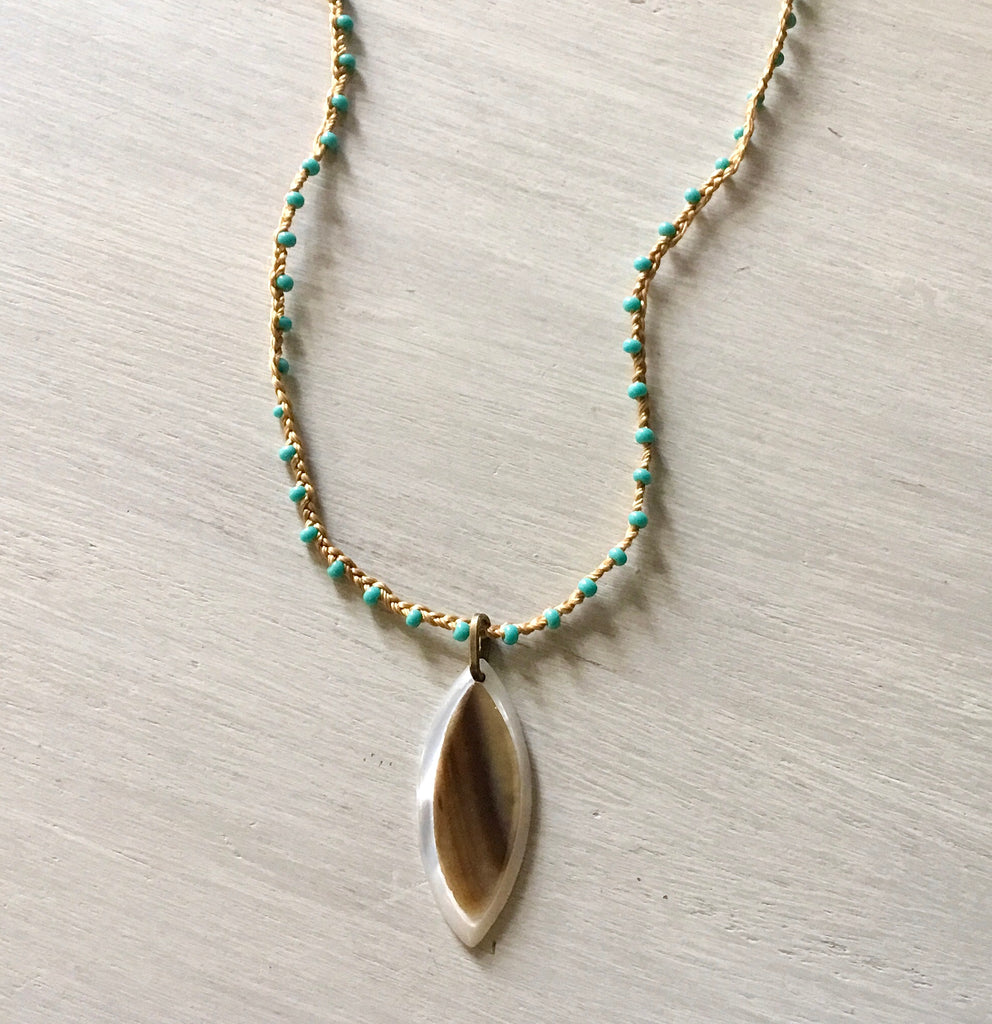 Mop Surfboard Beaded Necklace