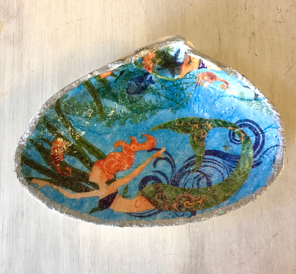 Mermaid Art Shell Trinket Dish