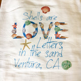 Seashell Love Letters Tea Towel