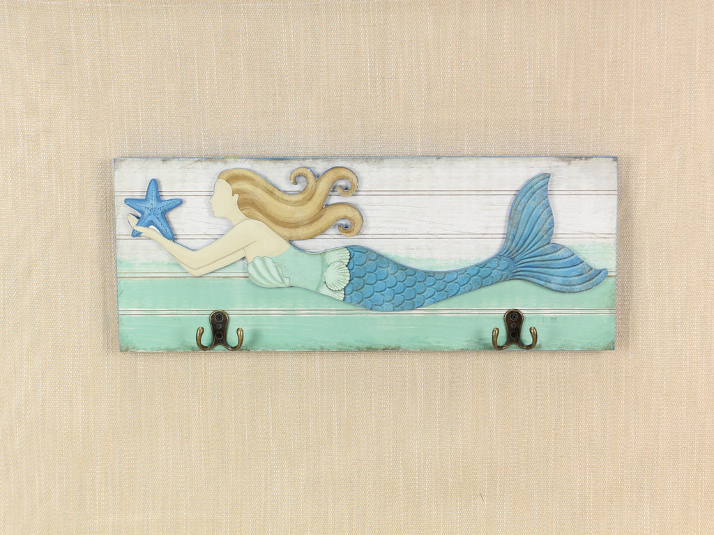 Wood Mermaid Wall Hook