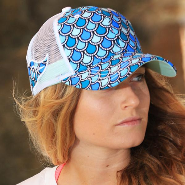 Mermaid Life Womens Scales Tail Visor Fishing Hat Teal Aqua at   Women's Clothing store