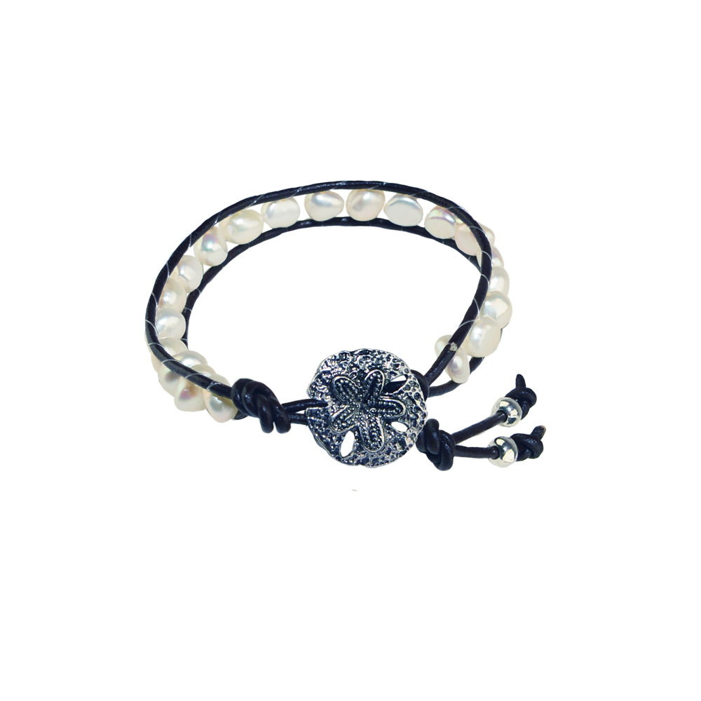 Pearl Sand Dollar Button Bracelet