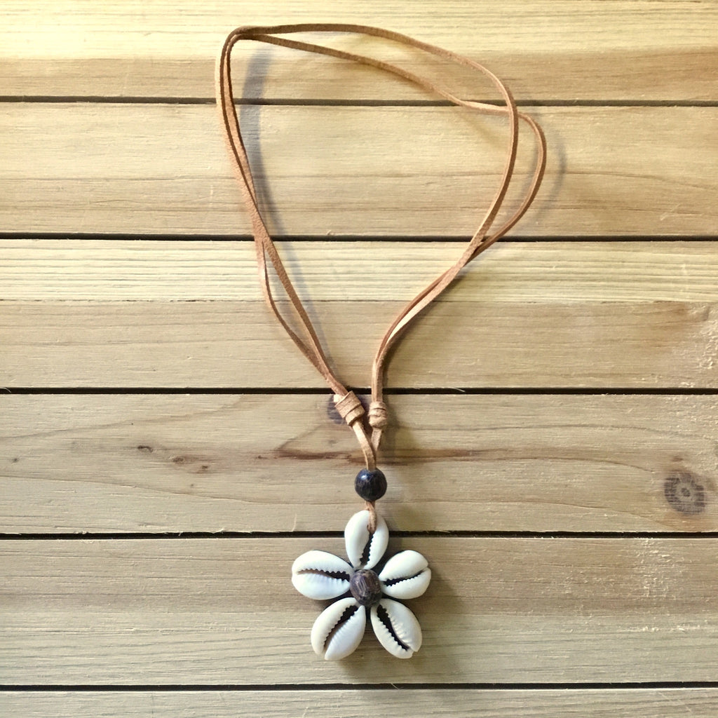 Cowrie Flower Suede Necklace