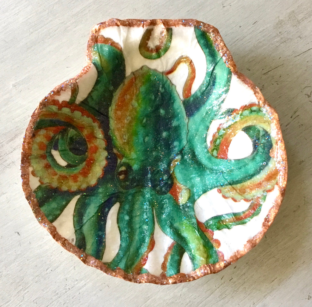 Coastal Art Shell Trinket Dish