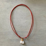 Adjustable Seaglass Leather Necklace
