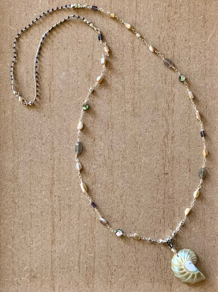 Nautilus Abalone Moonstone Necklace