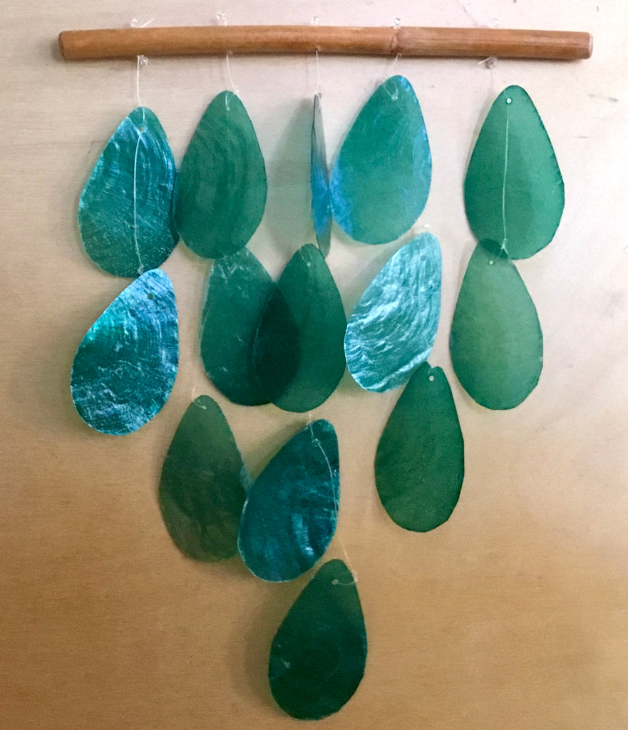 Tear Drop Teal Capiz Windchime