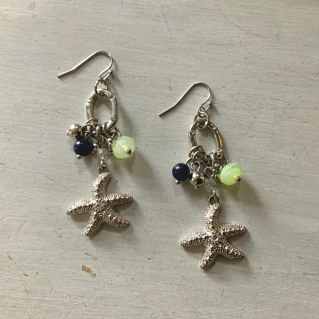 Jeweled Starfish Dangle Earrings