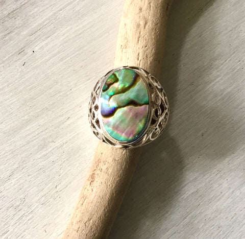 Abalone Filigree Cage Ring