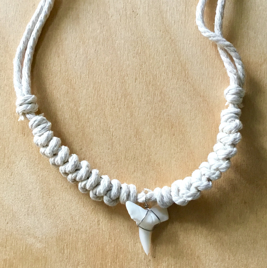 Shark Tooth Macrame Necklace