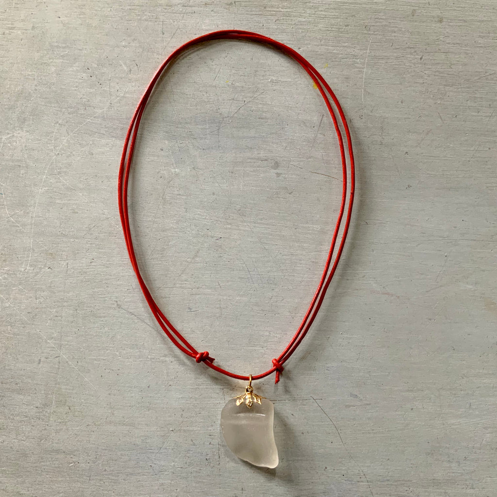 Adjustable Seaglass Leather Necklace