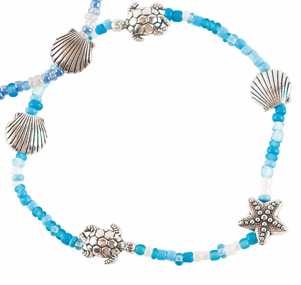 Sea Turtle Scallop Stretch Anklet