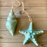 Starfish Seashell Pottery Ornament
