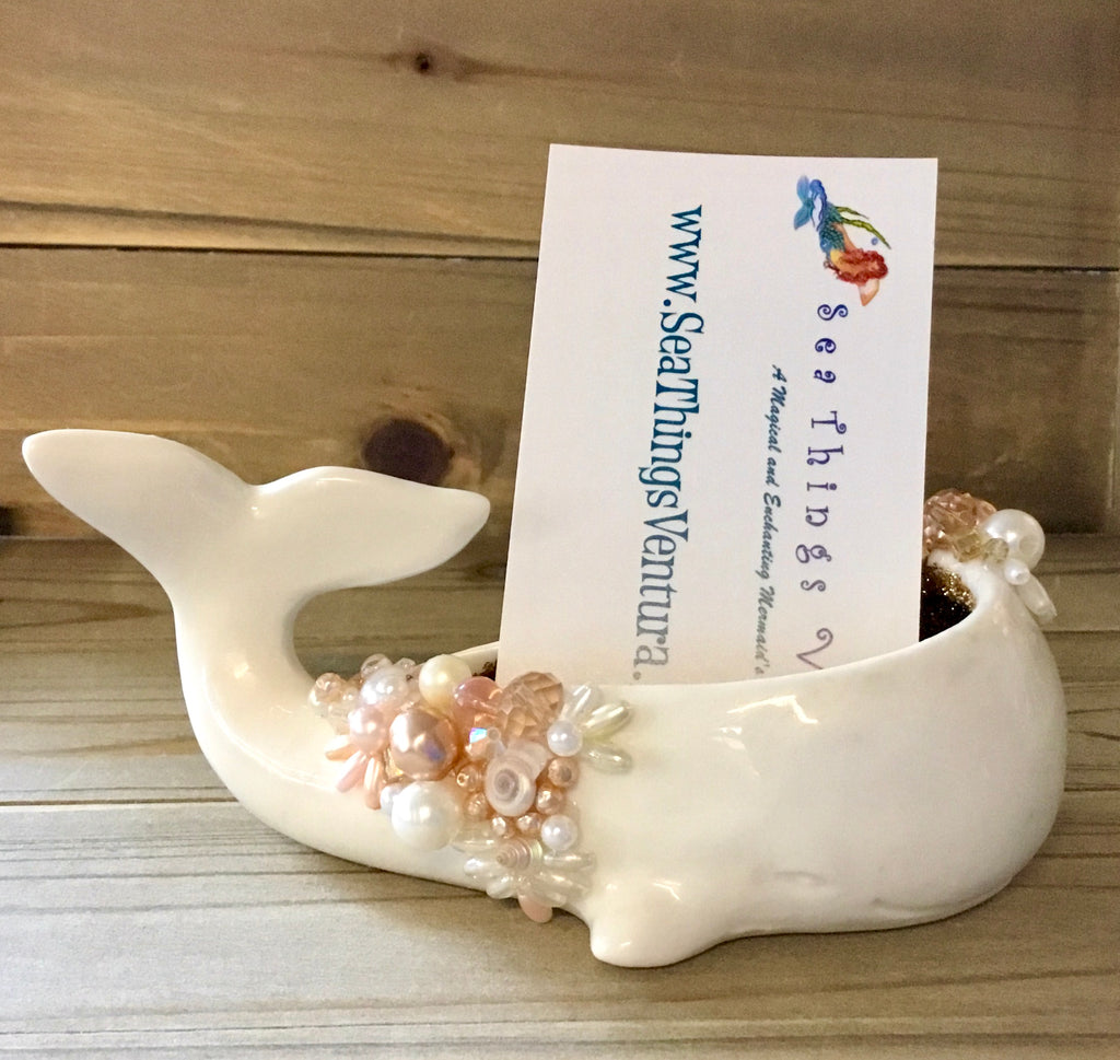 Beaded Whale Card Holder
