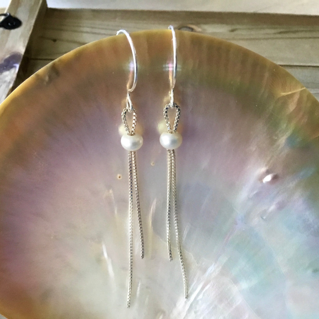 Pearl Foxtail Chain Earrings