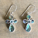 Abalone Stone Cross Earrings