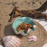 Blue Clamshell Ceramic Dish