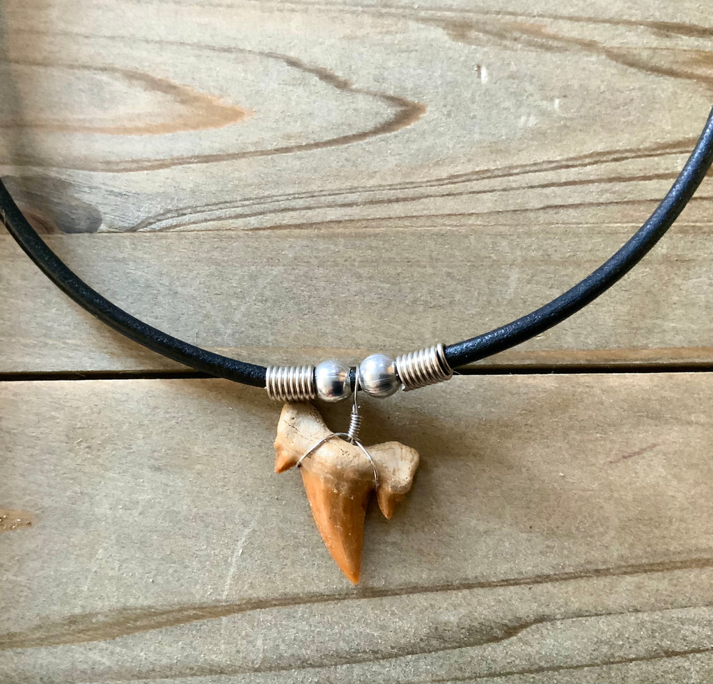 Shark Tooth Leather Cord Necklace