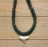 Fossil Shark Tooth Coconut Bead Necklace