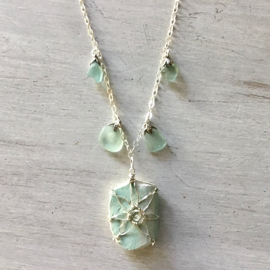 Seaglass Sun Pottery Necklace