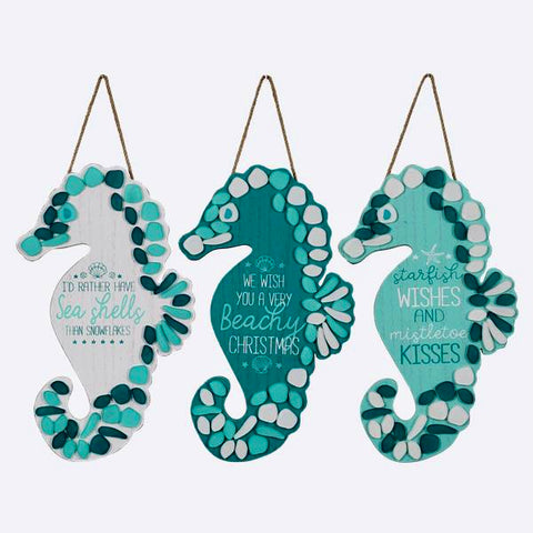 Seahorse Glass Tile Holiday Sign