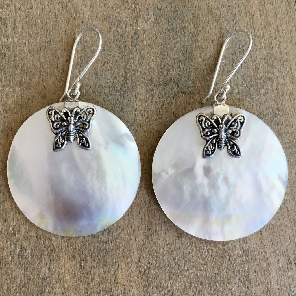 MOP Butterfly Circle Earrings