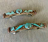Patina Shell Motif Leather Hair Clip