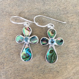 Abalone Stone Cross Earrings