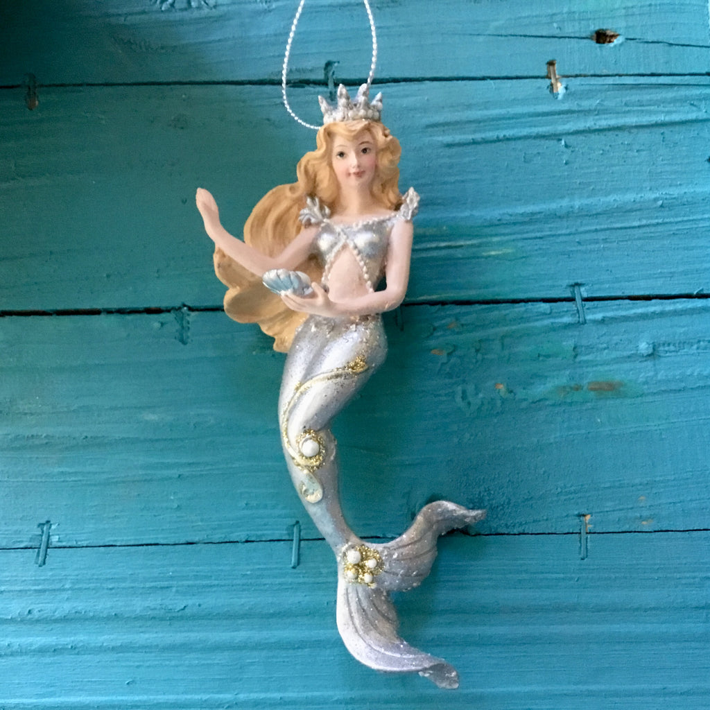 Silver Crowned Mermaid Ornament