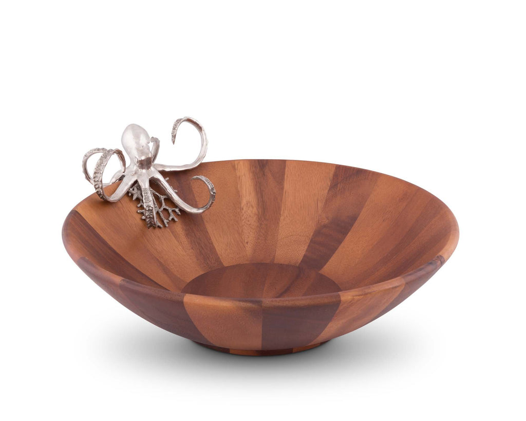 Octopus Wooden Serving Bowl