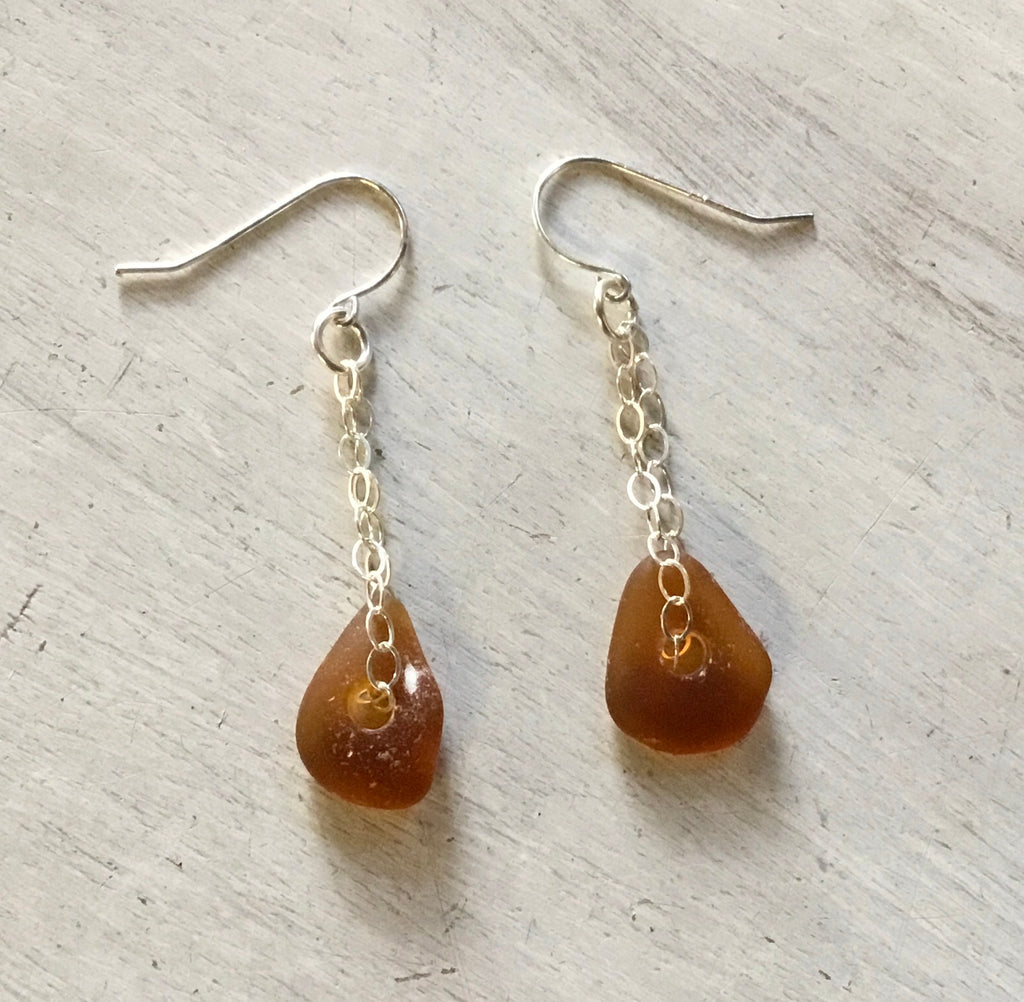 Seaglass Chain Dangle Earrings