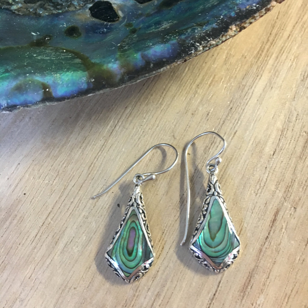 Abalone Diamond Filigree Earrings