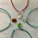 Adjustable Seaglass Leather Necklace