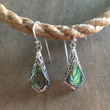 Abalone Diamond Filigree Earrings