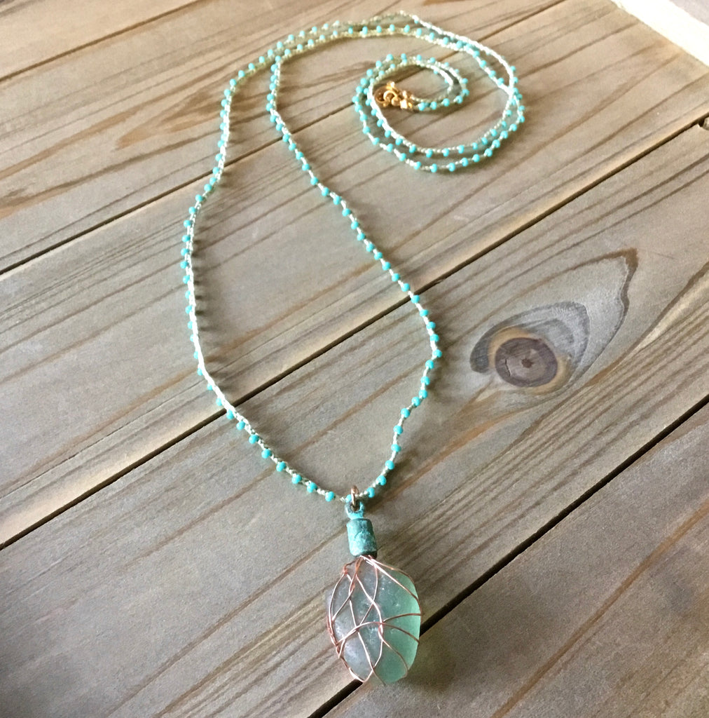 Seafoam Ocean Glass Necklace