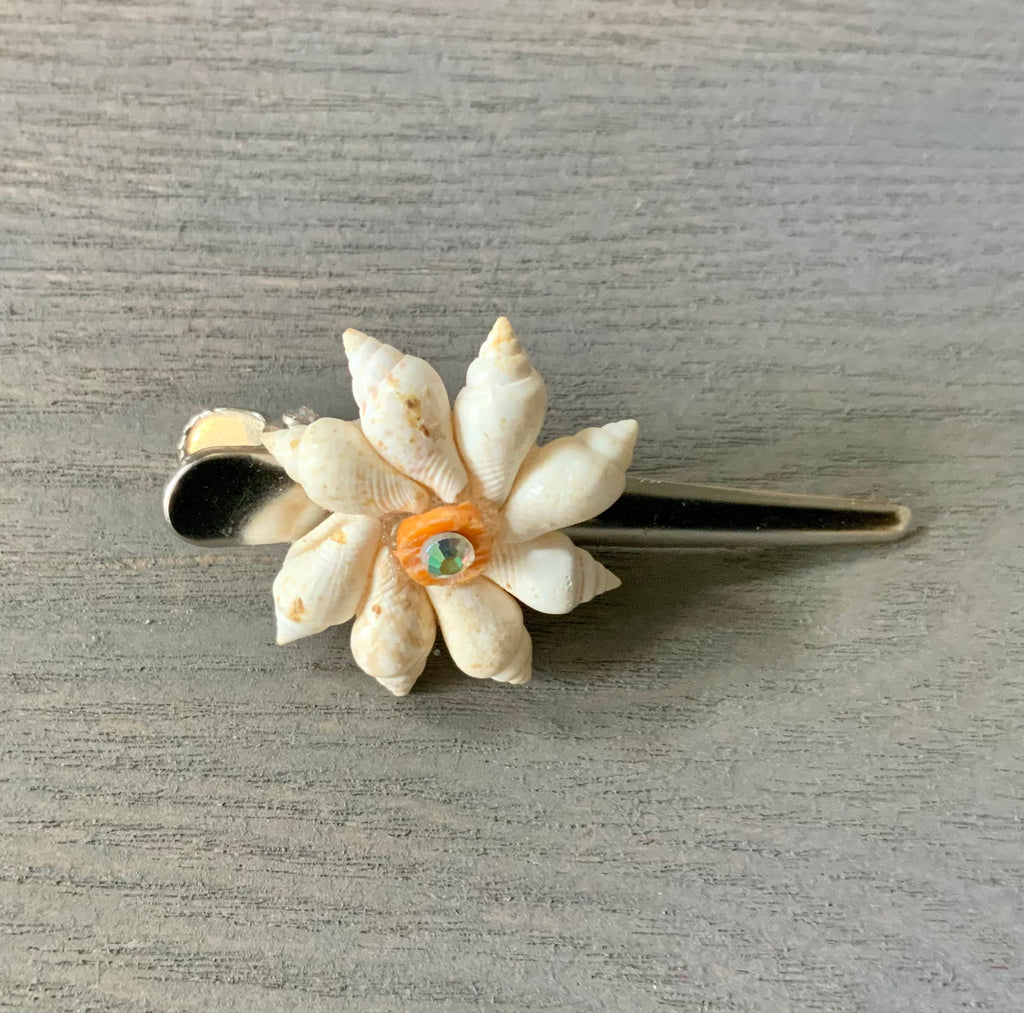 Seashell Flower Hair Pinch Clip
