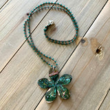 Abalone Flower Silk Beaded Necklace